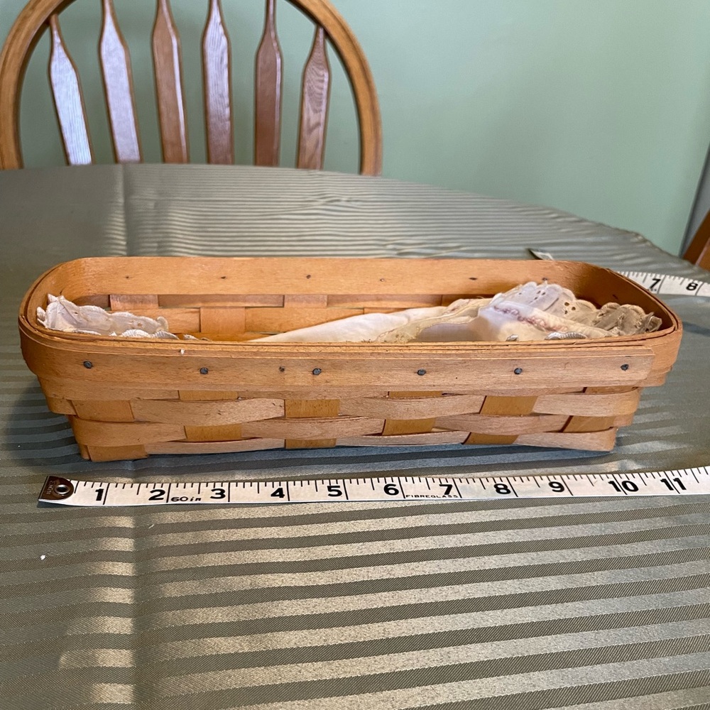 Longaberger Woven Wooden Long Basket in Natural Brown